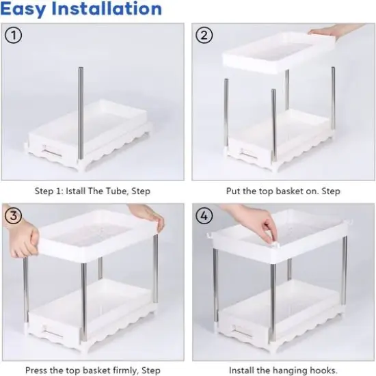 NEX™ 16" 2-Tier Under Sink Organizer with Sliding Drawer White {6}