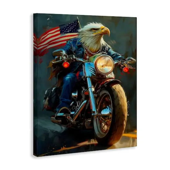 Stupell Industries Patriotic Eagle Motorcycle Canvas Wall Art {4}