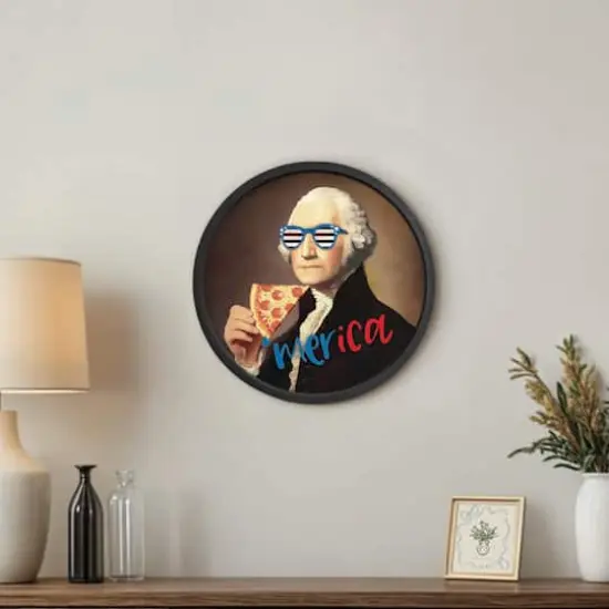 20" Round Pizza George Framed Print Black {5}