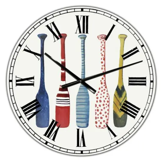 Designart 'Five Paddles Oversized Lake House Wall Clock {1}