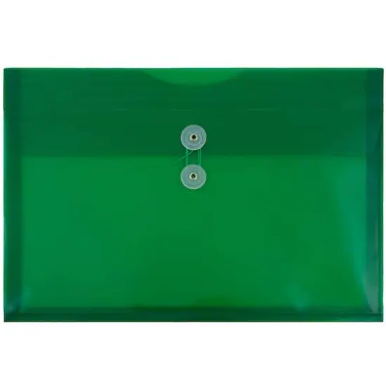 JAM Paper 9.75" x 14.5" Button & String Tie Closure Plastic Envelopes, 12ct. Green {1}