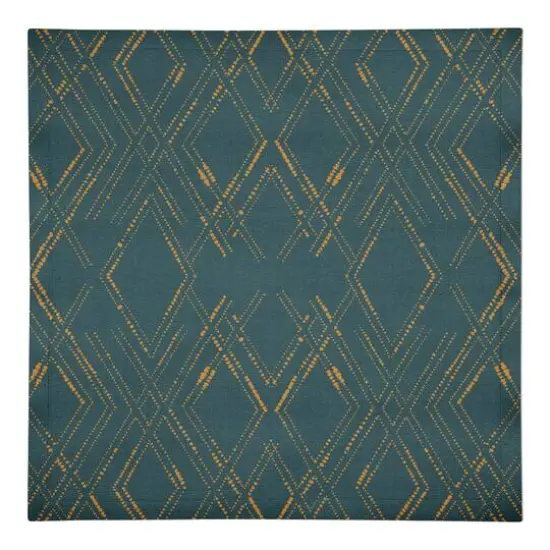 Diamond Cotton Twill Napkin Blue and Gold {1}