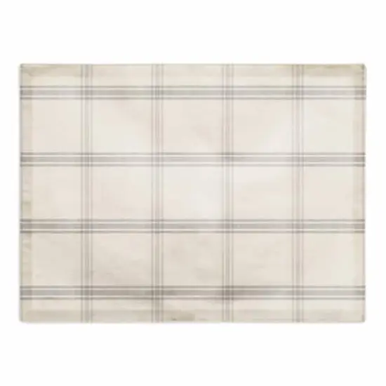 Gray Plaid Linen Polyester Twill Placemat {1}