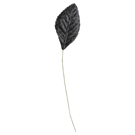 JAM Paper 2.25" Glitter Floral Leaves, 50ct. Black {1}