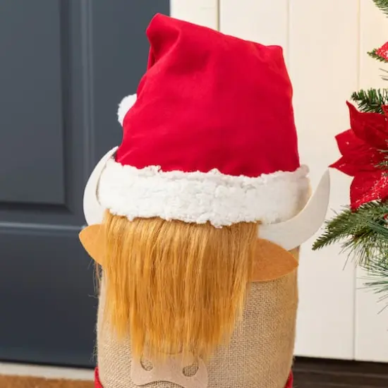 Glitzhome® 20" Christmas Linen Highland Cow Doorstop Porch Decor {4}