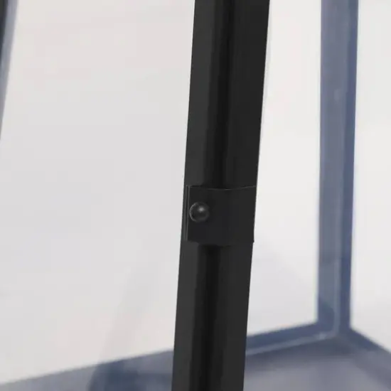 Tall Black Minimalist Metal Candle Lantern Set with Ring Handles {6}