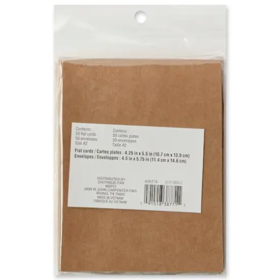 50 Sets of Kraft Flat Cards & Envelopes by Recollections™, 4.25" x 5.5" {4}