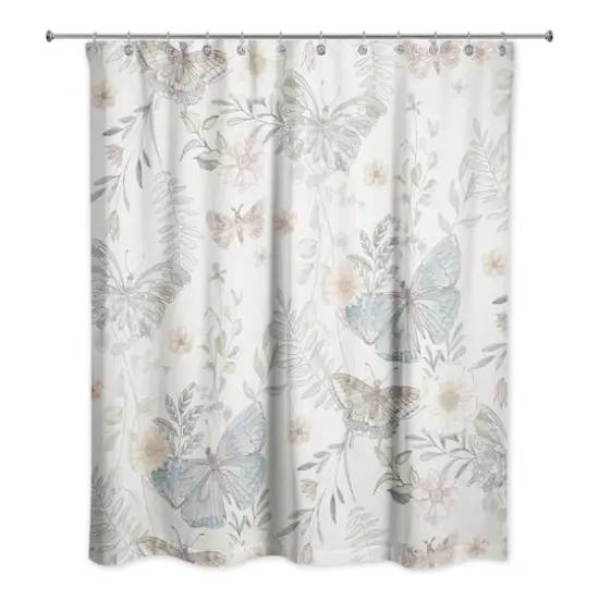 Butterflies Shower Curtain White {1}