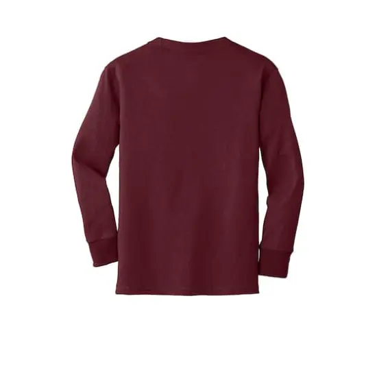 Port & Company&reg; Youth Long Sleeve Core Cotton T-Shirt Athletic Maroon {4}