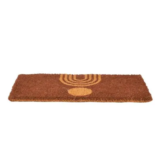 Natural Coir Doormat with Rainbow and Circle {5}