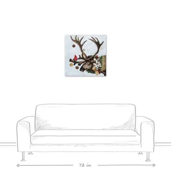 Festive Reindeer 24x24 Canvas Wall Art {5}