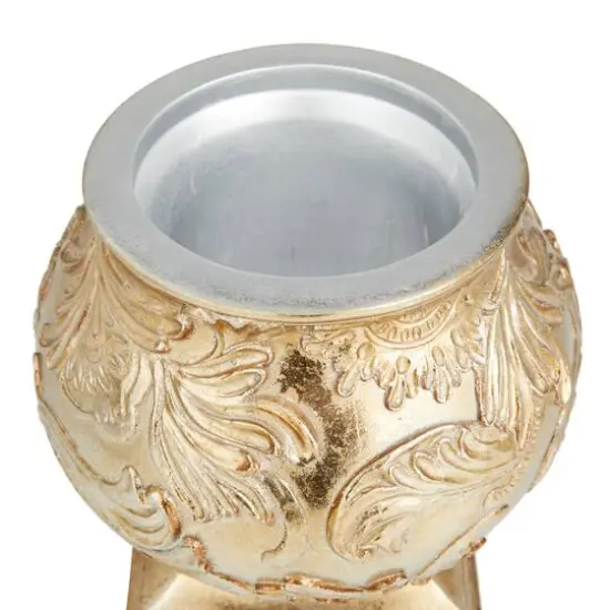 13" Gold Round Traditional Decorative Jar {5}