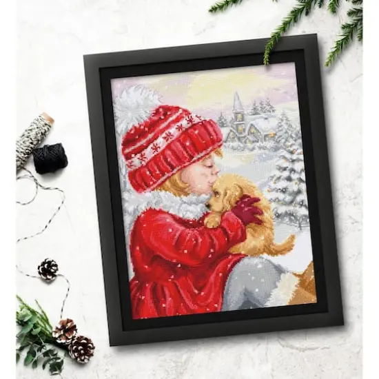 Luca-S Girl Kissing Puppy Counted Cross Stitch Kit {5}
