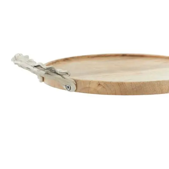 Brown Round Mango Wood Farmhouse Tray Set {10}