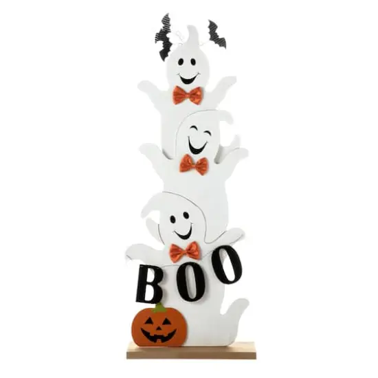 Glitzhome&reg; 37.5" Halloween Wooden Stacked Ghost Porch D&eacute;cor {1}