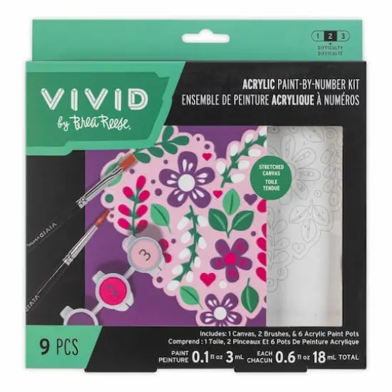 VIVID by Brea Reese&reg; Flower Heart Acrylic Paint-by-Number Kit {1}
