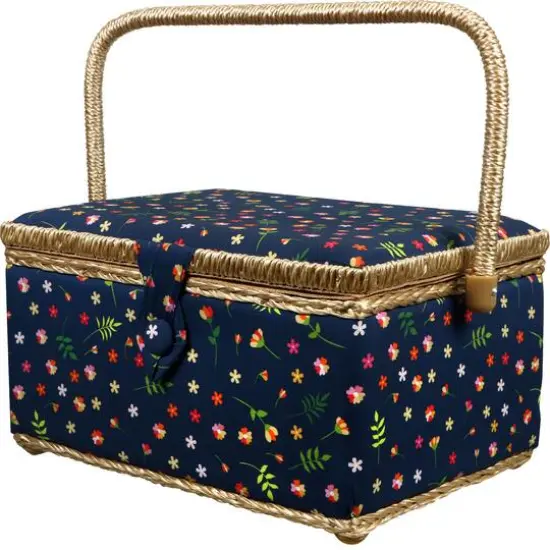SINGER&reg; Ditsy Floral Print Large Sewing Basket with Matching Zipper Pouch {7}