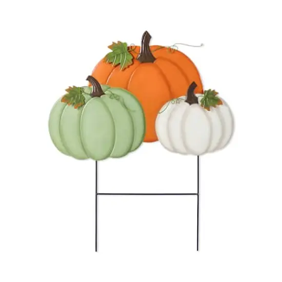 Glitzhome&reg; 23.75" Fall Metal Stacked Pumpkin Yard Stake {1}