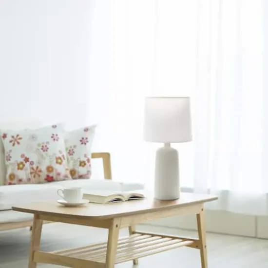 Simple Designs 16" Textured Linear Ceramic Table Lamp Off White {6}