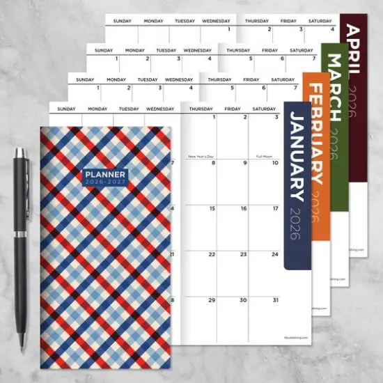 2026-2027 Patriotic Plaid Small Monthly Pocket Planner {8}