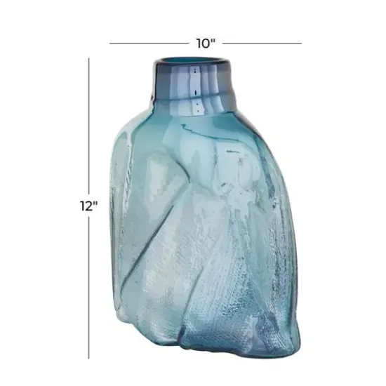 12" Blue Modern Style Glass Bottle Vase {6}