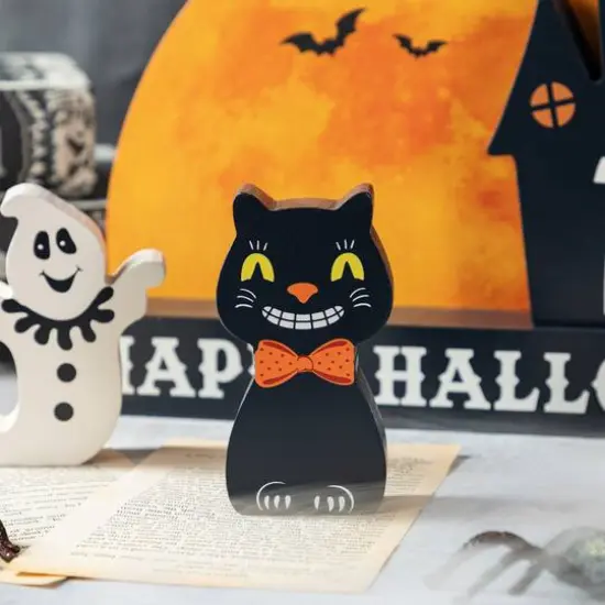Glitzhome&reg; 12"L HAPPY HALLLOWEEN Wooden Table Block Set {8}