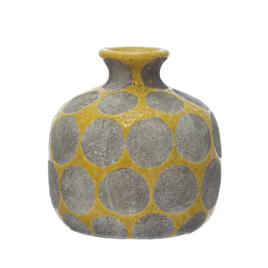 5'' Yellow Terra Cotta Vase with Wax Relief Dots {1}