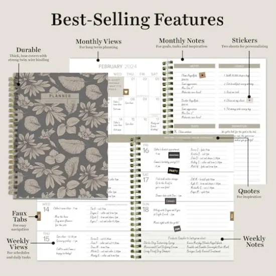 TF Publishing 2024 Vintage Botanical Medium Weekly Monthly Planner {8}