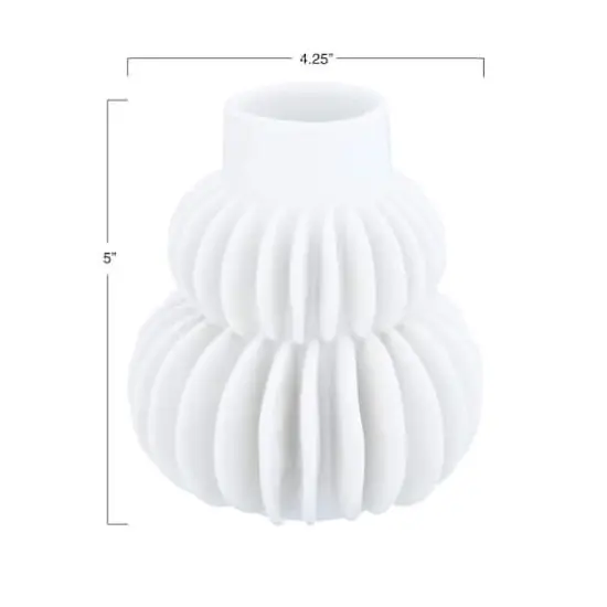 Hello Honey&reg; 5" Handmade Stoneware Vase With Half Circle Pleated Design {5}