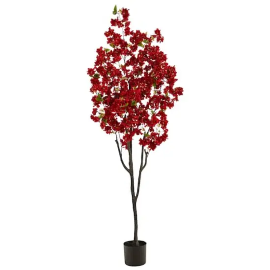 6ft. Potted Red Cherry Blossom Artificial Tree {1}