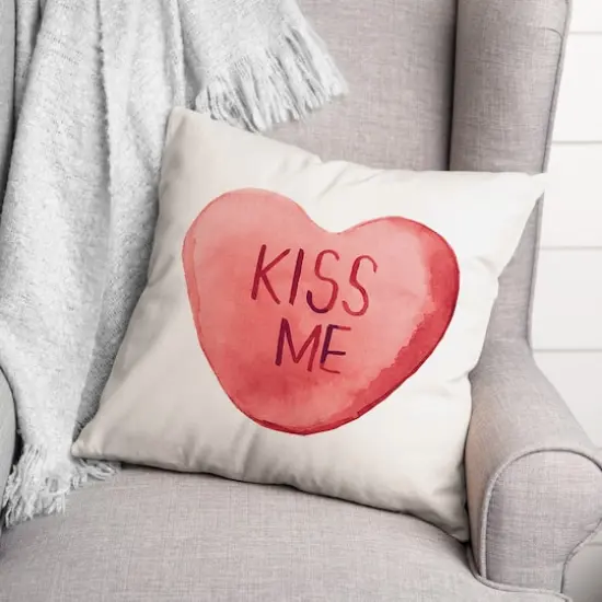 Kiss Me Candy Heart Throw Pillow {4}