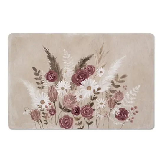 18" x 27" Flowers Mauve Beige Floor Mat {1}