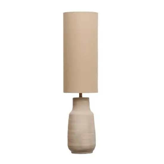 Hello Honey&reg; 4ft. Sand Color Ceramic Floor Lamp with Linen Shade {3}
