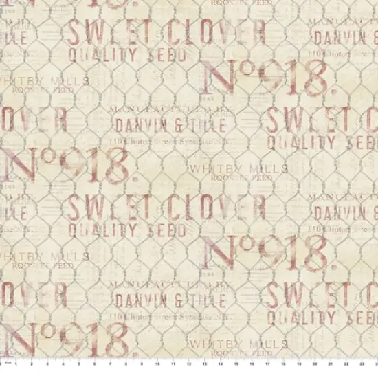 Susan Winget Farmhouse Rooster Chicken Wire Cotton Fabric {1}