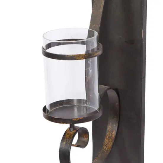 Black Iron Rustic Candle Wall Sconce, 36" x 8" x 5" {6}