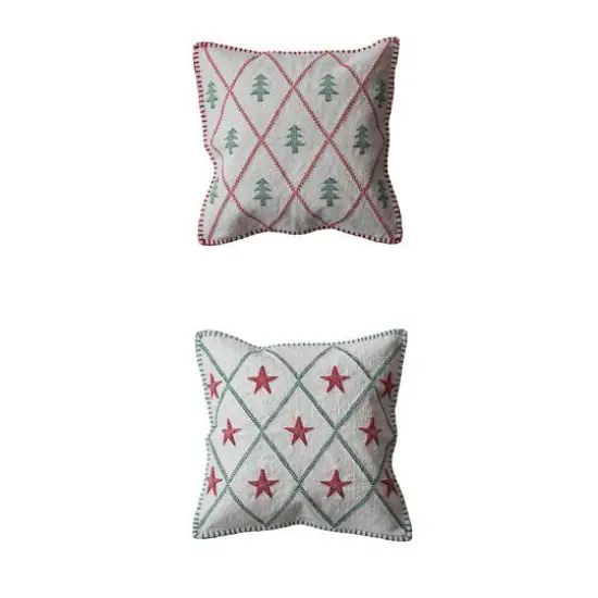Hello Honey&reg; 18" Embroidered Tree & Star Woven Cotton Throw Pillow Set {1}