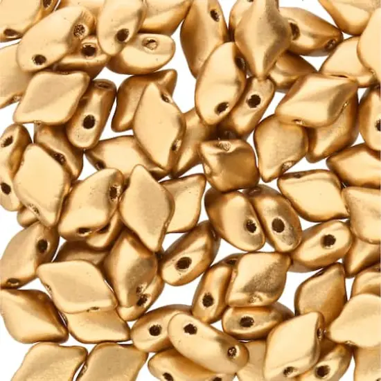 GemDUO&trade; 8mm 2-Hole Czech Glass Diamond Beads Bronze Pale Gold {1}