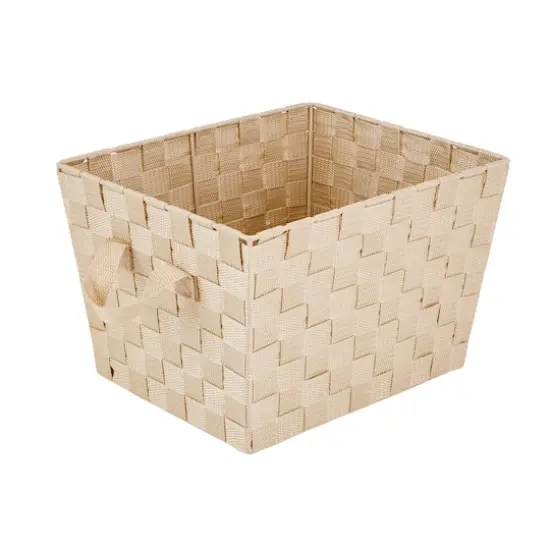 Simplify Small Woven Storage Bin White {1}