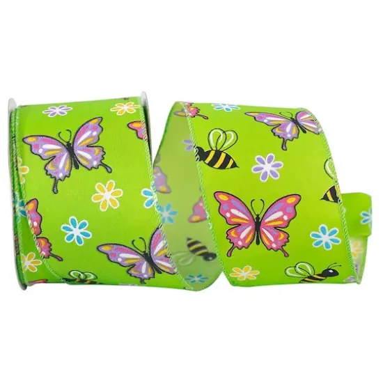 Reliant 2.5" x 10yd. Wired Butterfly And Bees Bright Ribbon {1}