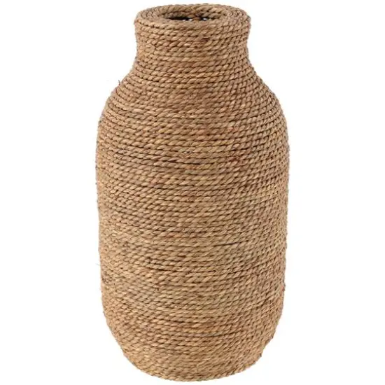 16" Brown Seagrass Handmade Wrapped Vase {1}