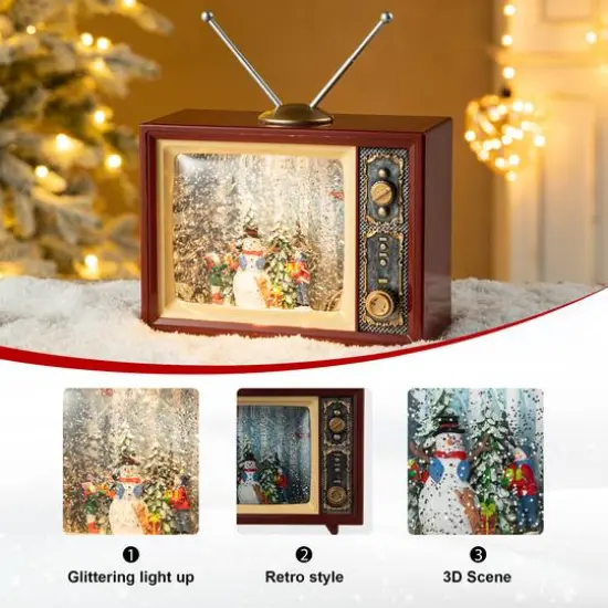 Glitzhome&reg; 7.5" Lighted TV with Snowman Waterglobe {7}