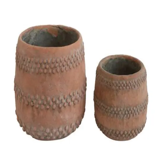 Hello Honey&reg; 5" Boho Cement Planter with Raised Dot Design {3}