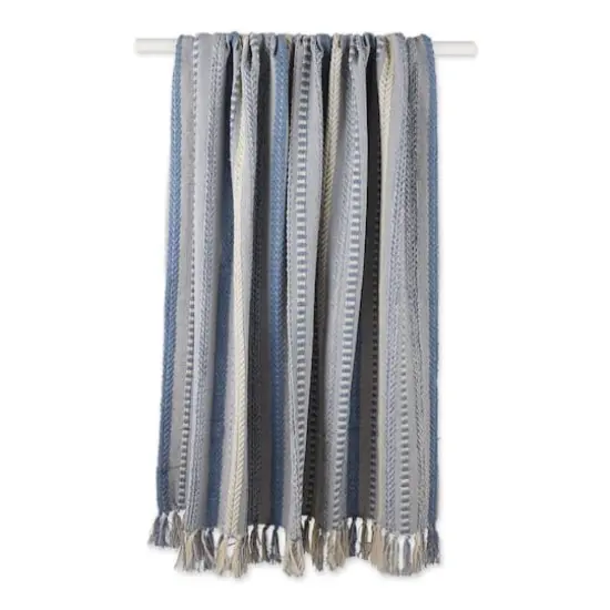 DII&reg; Stonewash Blue Braided Stripe Throw {5}