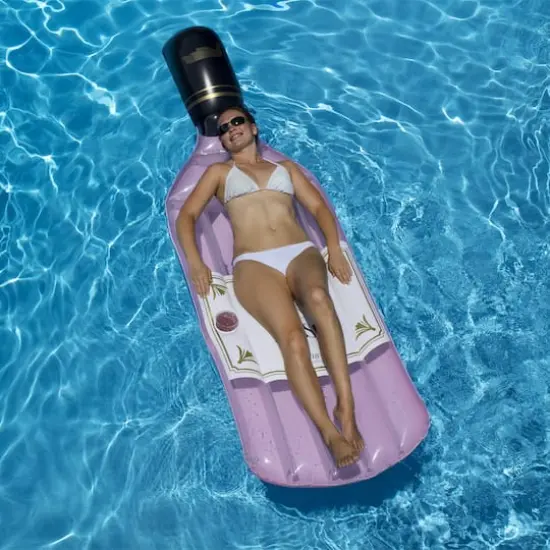 Swimline 94" Inflatable Ros&eacute; Bottle Pool Lounge Float {3}