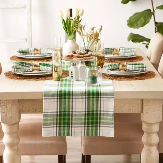 DII&reg; 72" St. Paddy Plaid Table Runner {5}