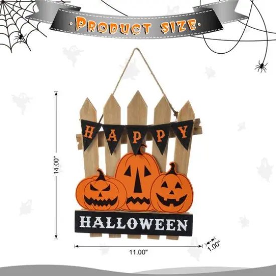 Glitzhome&reg; 14"H Halloween Wood Jack O Lantern Door Hanger {8}