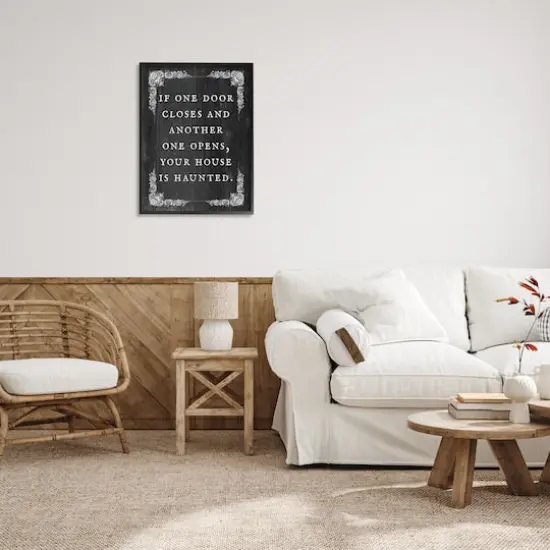 Stupell Industries Funny Haunted House Phrase Framed Giclee Art Black {3}