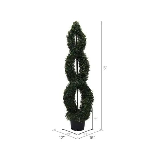 5ft. Green Boxwood Double Spiral Topiary Tree {5}