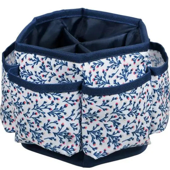 SINGER&reg; Navy Floral Print Sewing Spinning Tabletop Organizer {1}