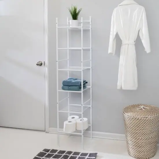 Honey Can Do White 6-Tier Bathroom Storage Shelving Unit {3}